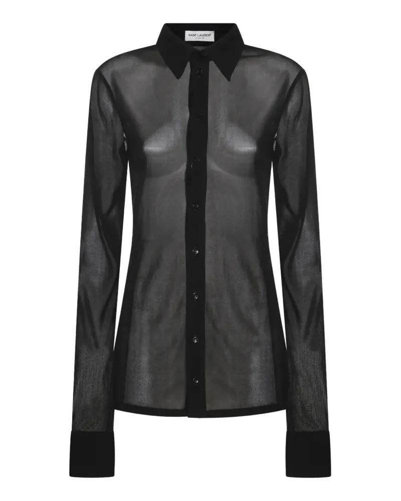 Saint Laurent Hemd mit Spreizkragen - Schwarz Schwarz