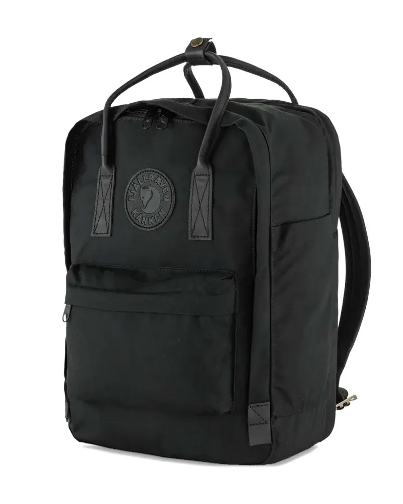 Fjäll Räven Rucksack mit Lederhenkeln - Schwarz Schwarz