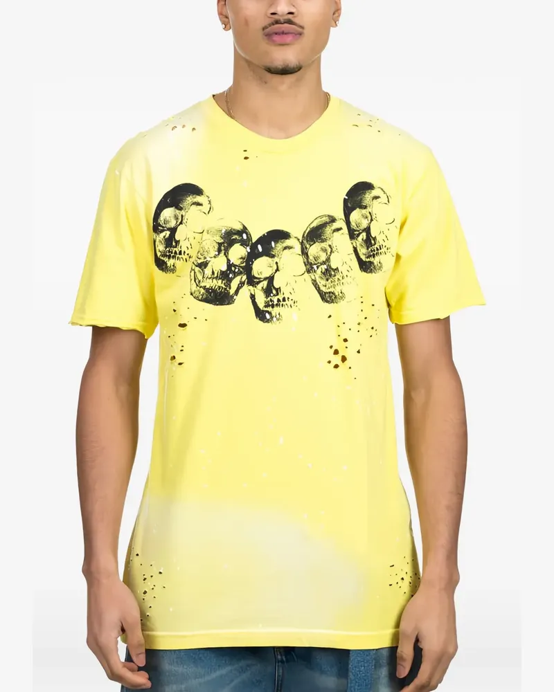 DOMREBEL Amigos T-Shirt mit Farbklecksen - Gelb Gelb
