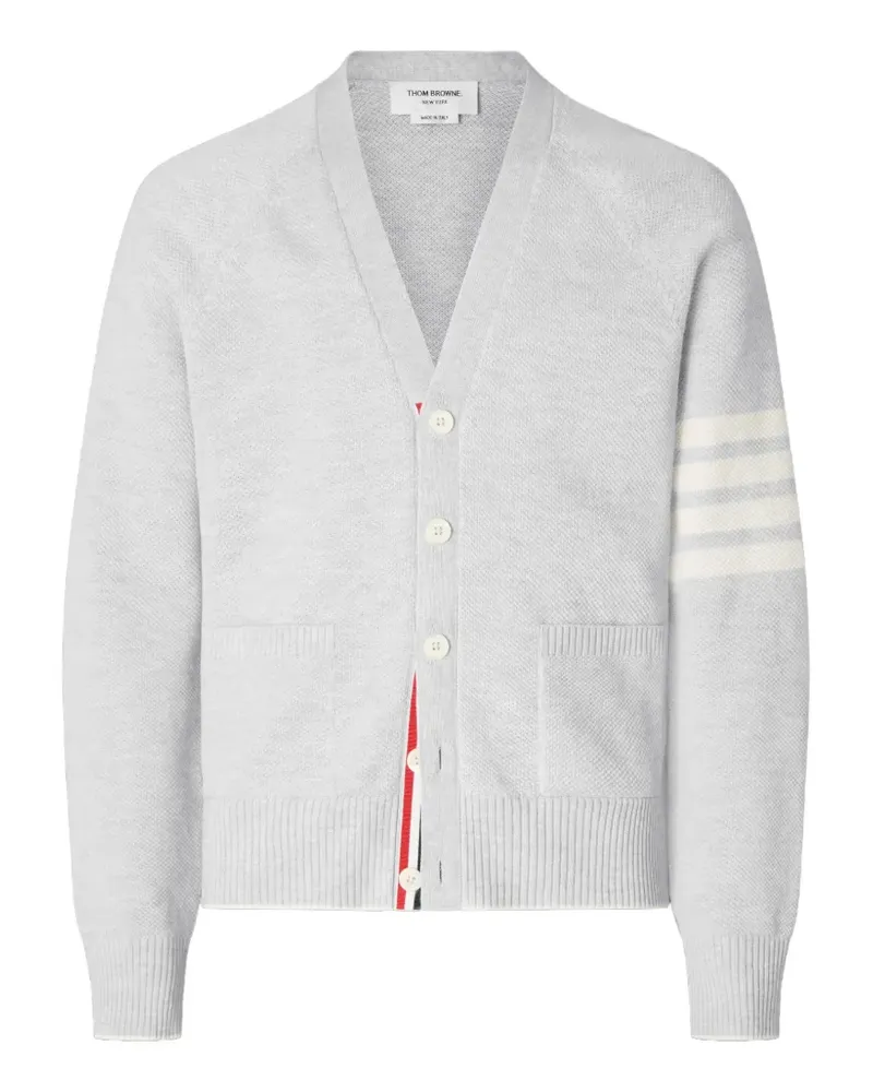Thom Browne 4-Bar Cardigan aus Leinen und Baumwolle - Grau Grau