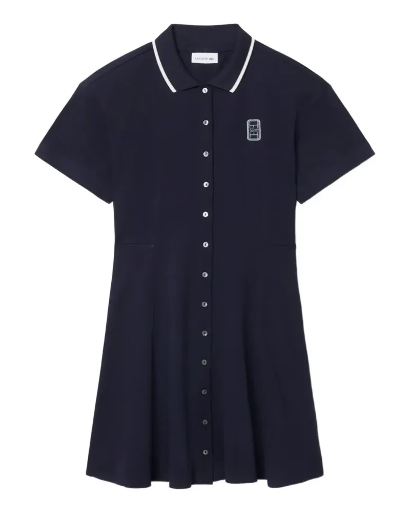 Lacoste flared badge-accent petit-pique dress - Blau Blau