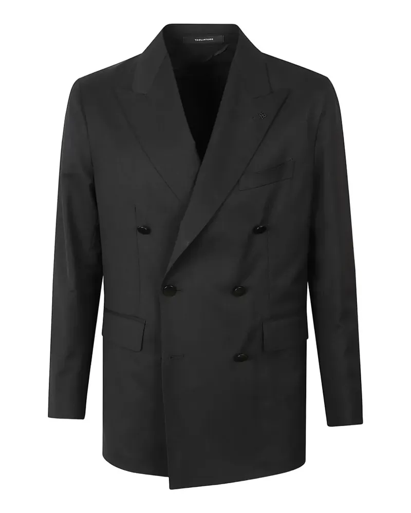Tagliatore double-breasted peak-lapel coat - Schwarz Schwarz