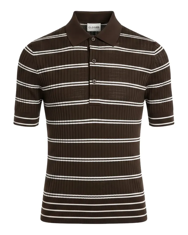 Closed striped wool polo shirt - Braun Braun