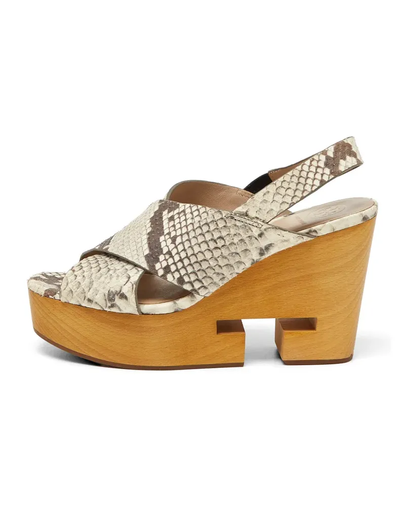 Tory Burch python-embossed cork wedge sandals - Nude Nude