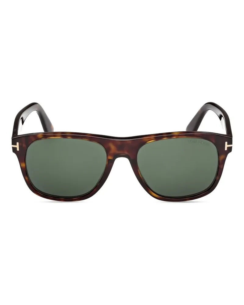 Tom Ford Eckige Sonnenbrille in Schildpattoptik - Braun Braun