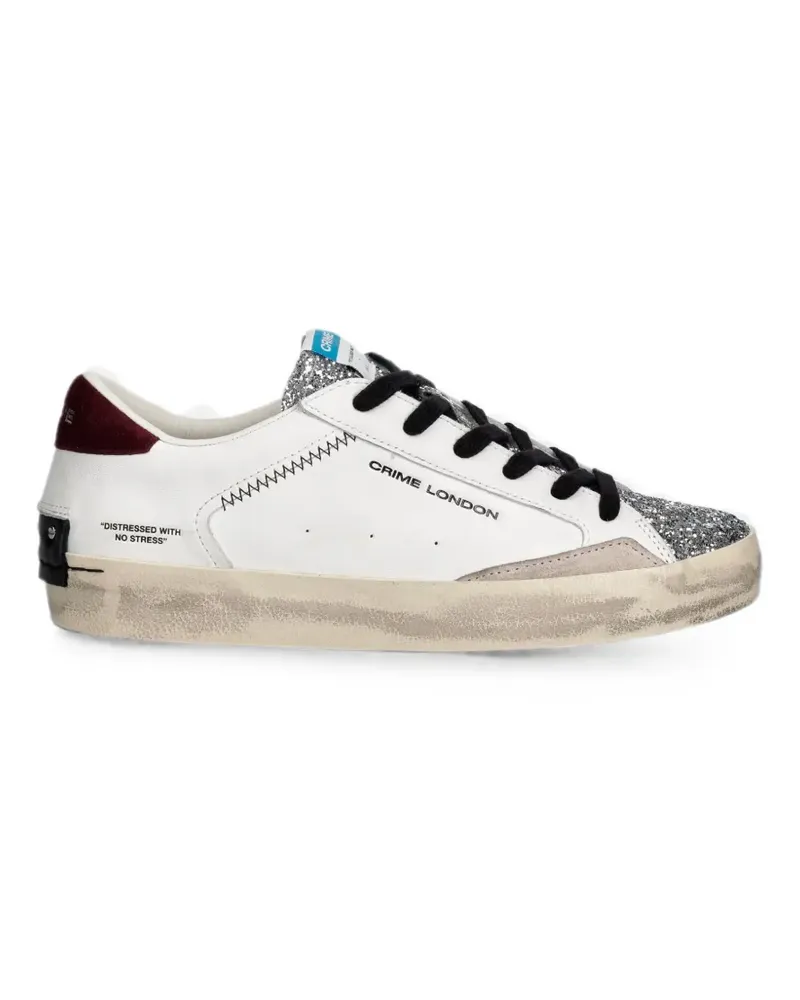 Crime Distressed glitter-embellished sneakers - Weiß Weiß