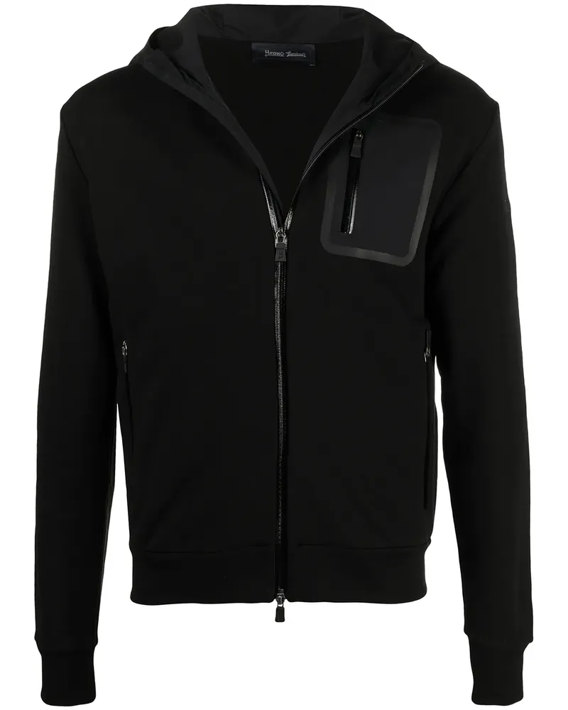 Herno Kapuzenjacke mit Reißverschluss - Schwarz Schwarz