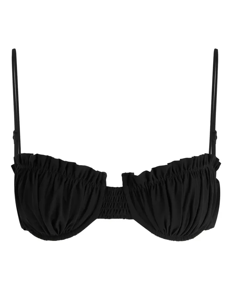Faithfull The Brand Esterel ruffled shirred bikini top - Schwarz Schwarz
