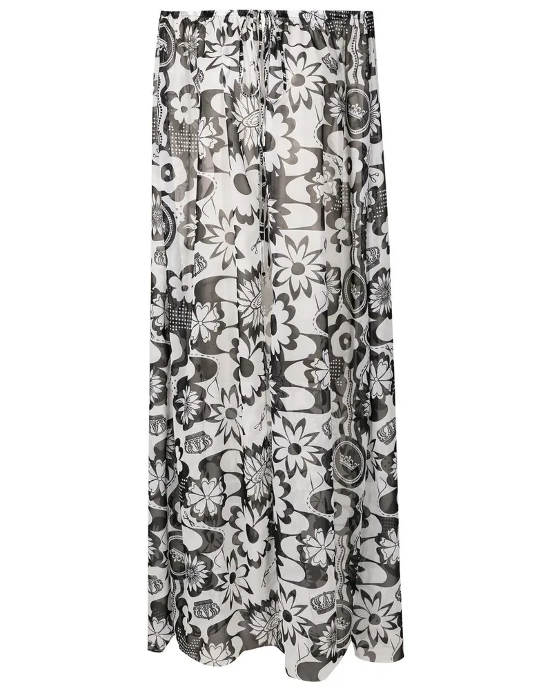 Amir Slama Strandkleid mit Blumen-Print - Weiß Weiß