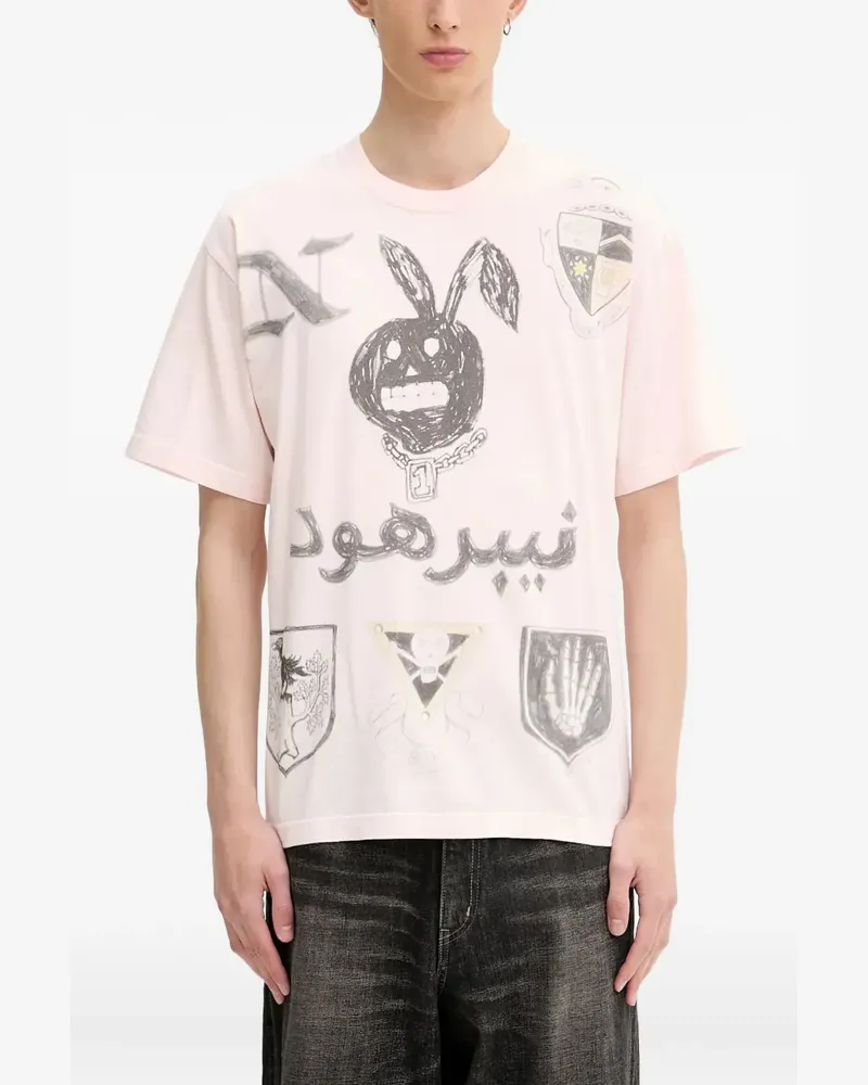 Neighborhood T-Shirt mit grafischem Print - Rosa Rosa
