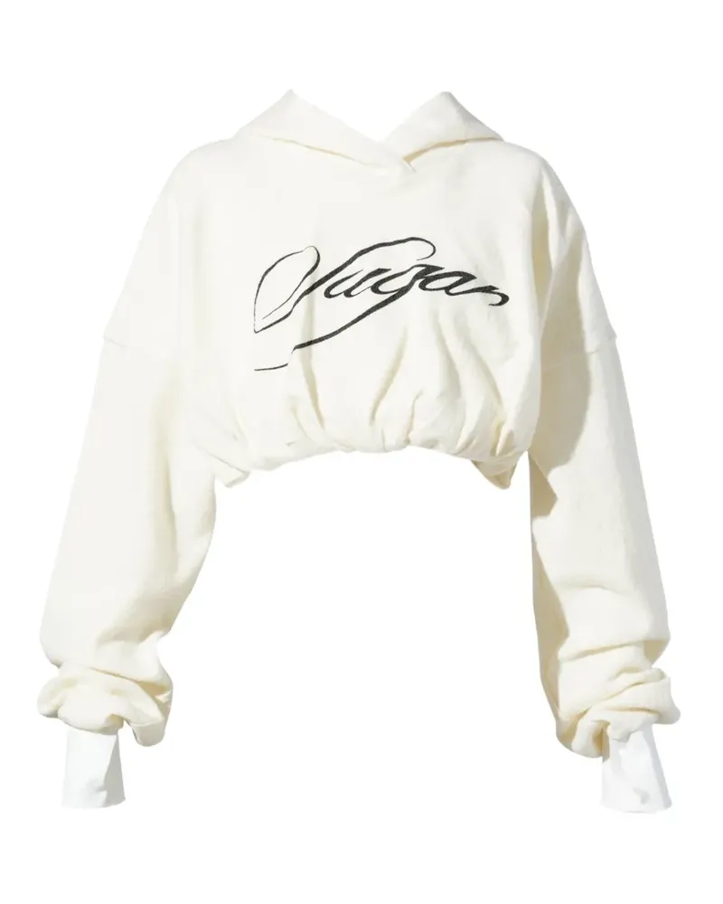 DIDU logo-print cropped hoodie - Nude Nude