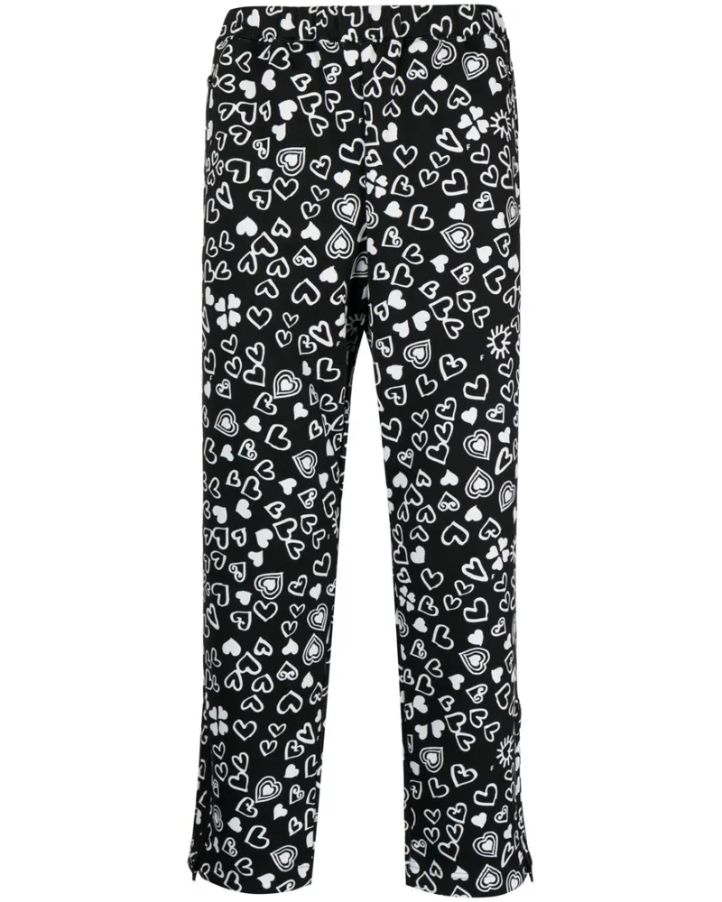Comme des Garçons Cropped-Hose mit Herz-Print - Schwarz Schwarz