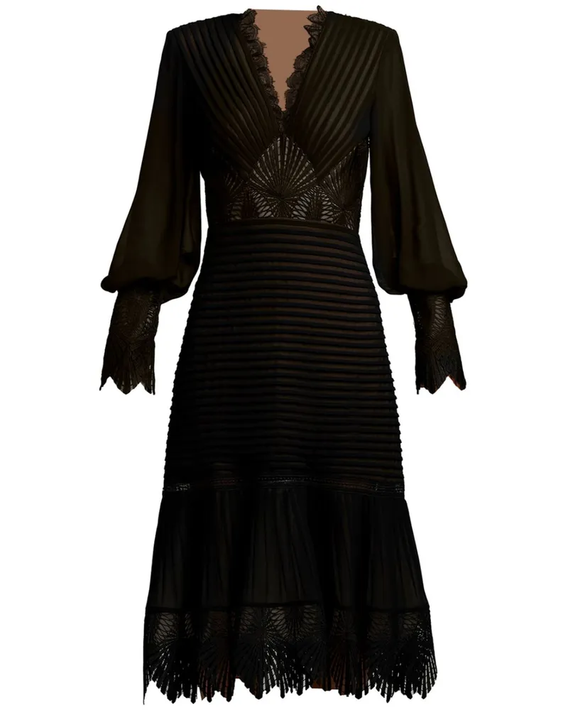 Tadashi Shoji Kleid aus Spitze mit V-Ausschnitt - Schwarz Schwarz