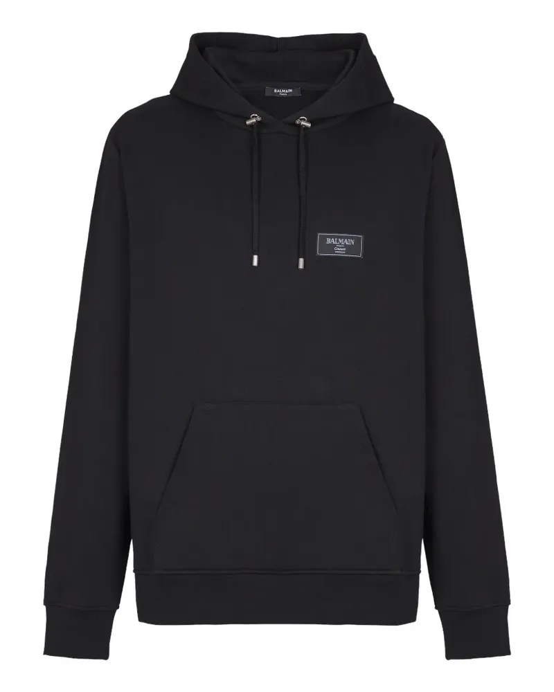 Balmain Hoodie mit Logo-Patch - Schwarz Schwarz