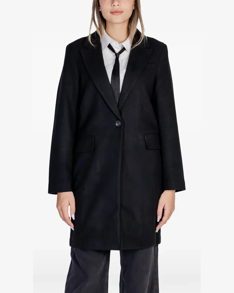 only single-breasted notched-collar coat - Schwarz Schwarz