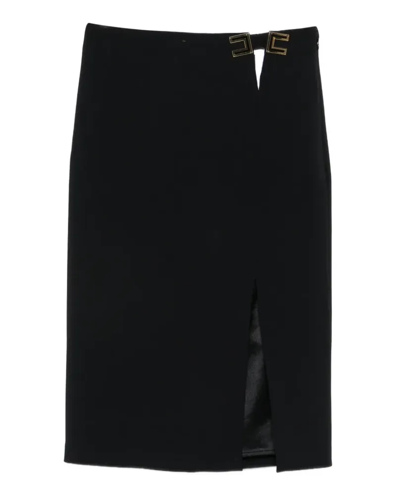 Elisabetta Franchi logo-embellishment side-slit midi skirt - Schwarz Schwarz