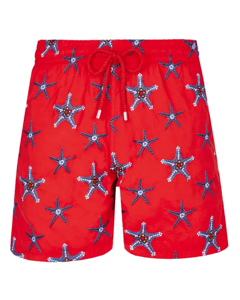 Vilebrequin Mistral Badeshorts mit Starfish Dance-Stickerei - Orange Orange