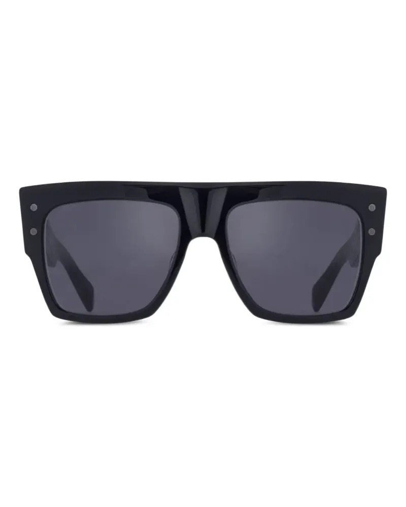 Balmain Eckige Sonnenbrille mit Nieten - Schwarz Schwarz