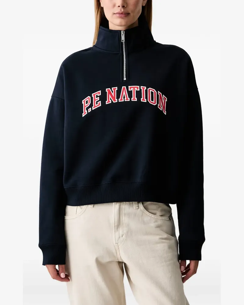 P.E. NATION logo-embroidered quarter-zip sweatshirt - Blau Blau