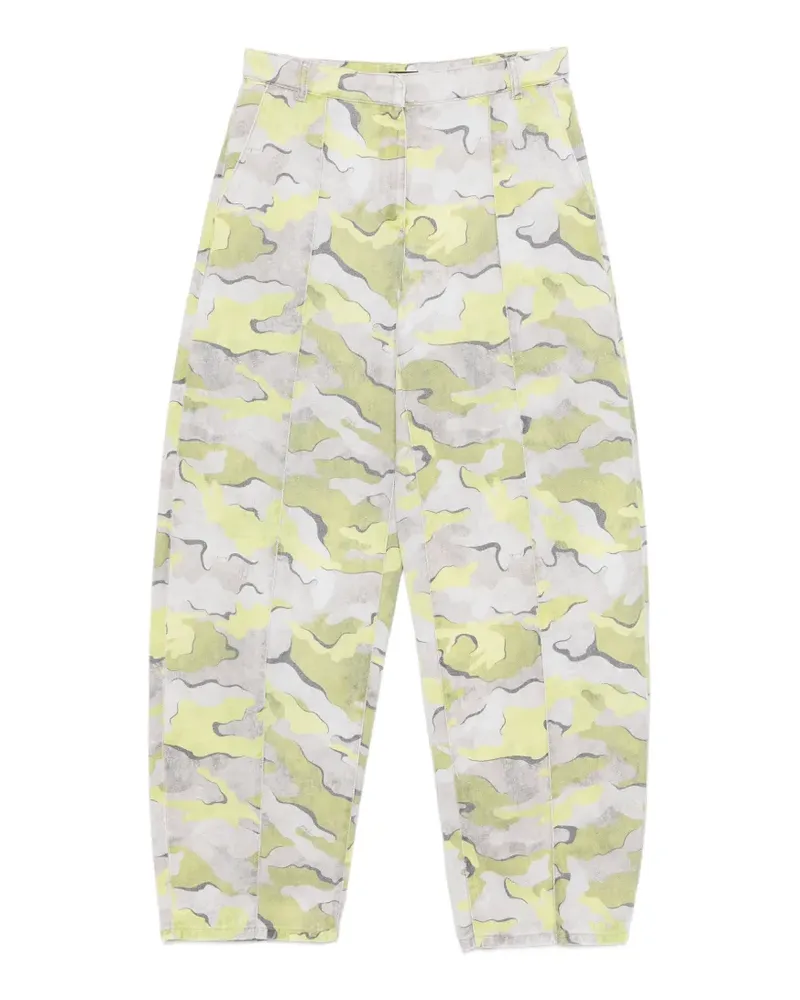 Pinko camouflage-print pleated trousers - Gelb Gelb