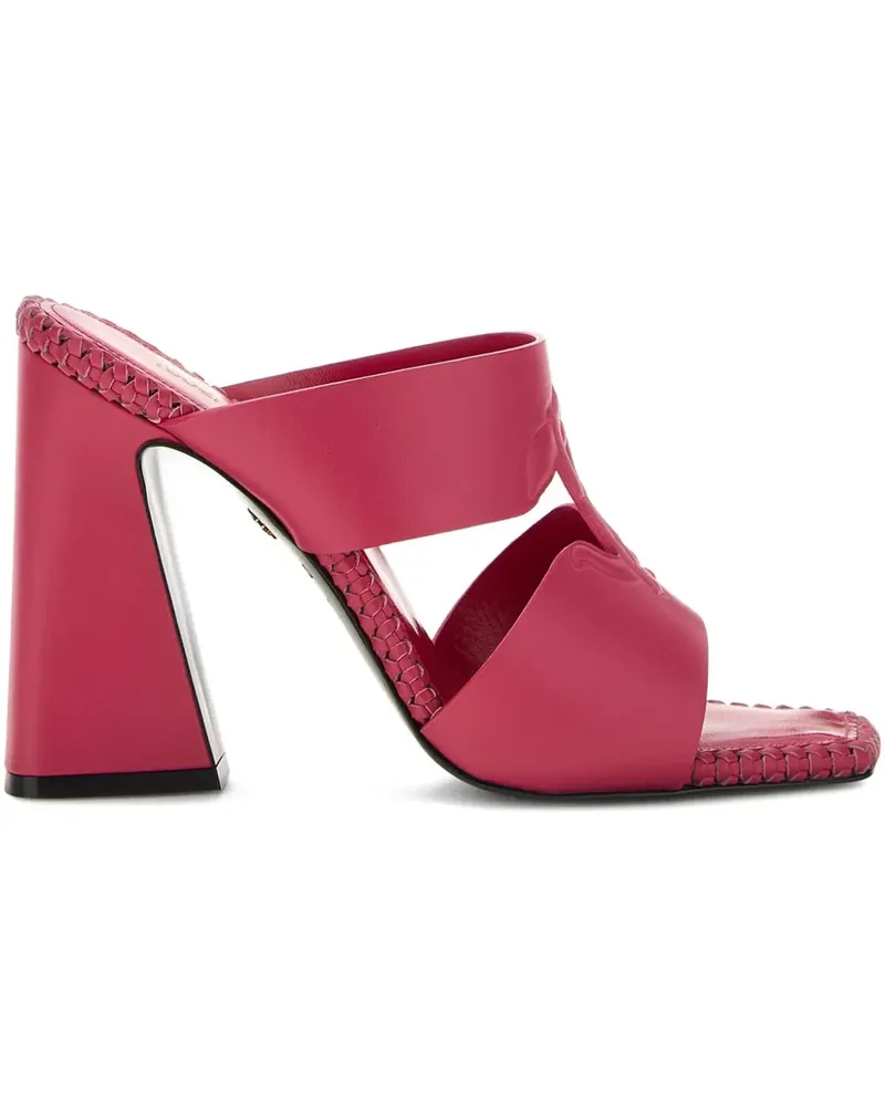 Roberto Cavalli Mirror Snake-embossed mules - Rosa Rosa