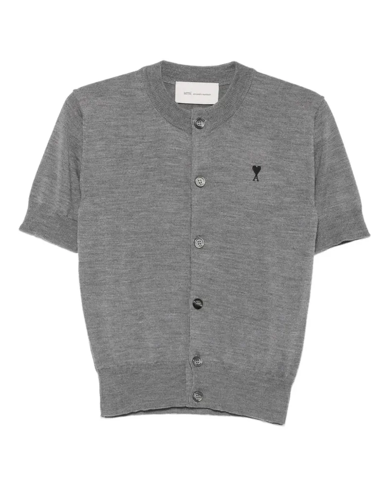AMI Paris Kurzärmeliger Ami de Coeur Cardigan - Grau Grau