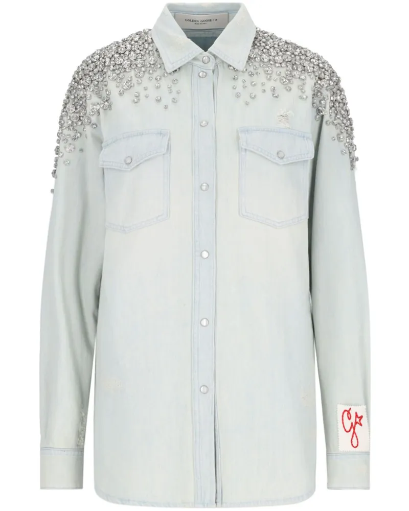 Golden Goose Jeanshemd mit Kristallen - Blau Blau