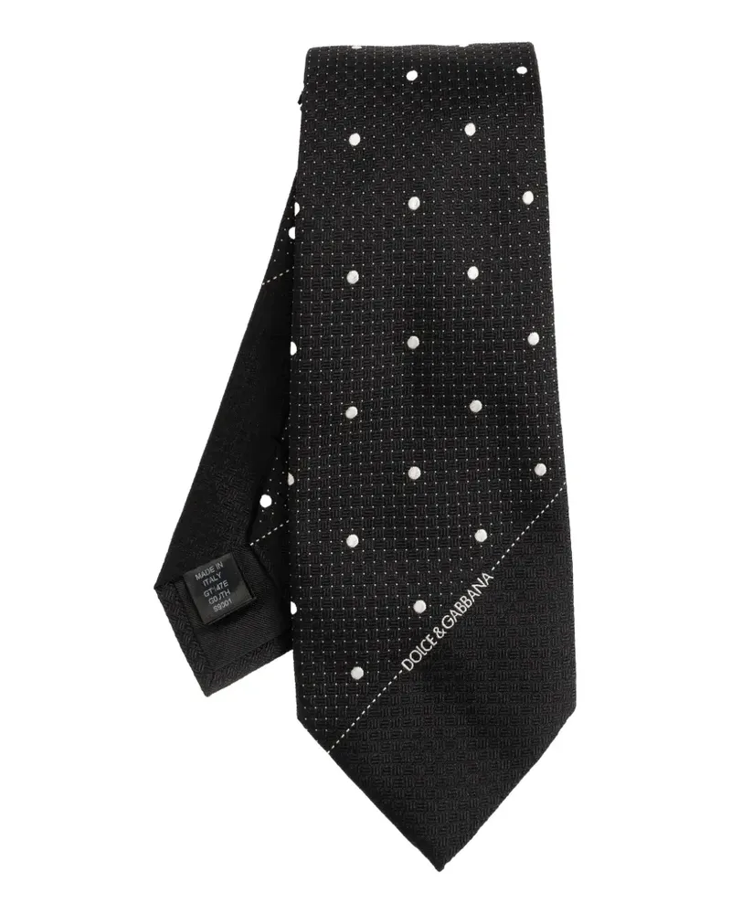 Dolce & Gabbana Seidenkrawatte mit Polka Dots - Schwarz Schwarz
