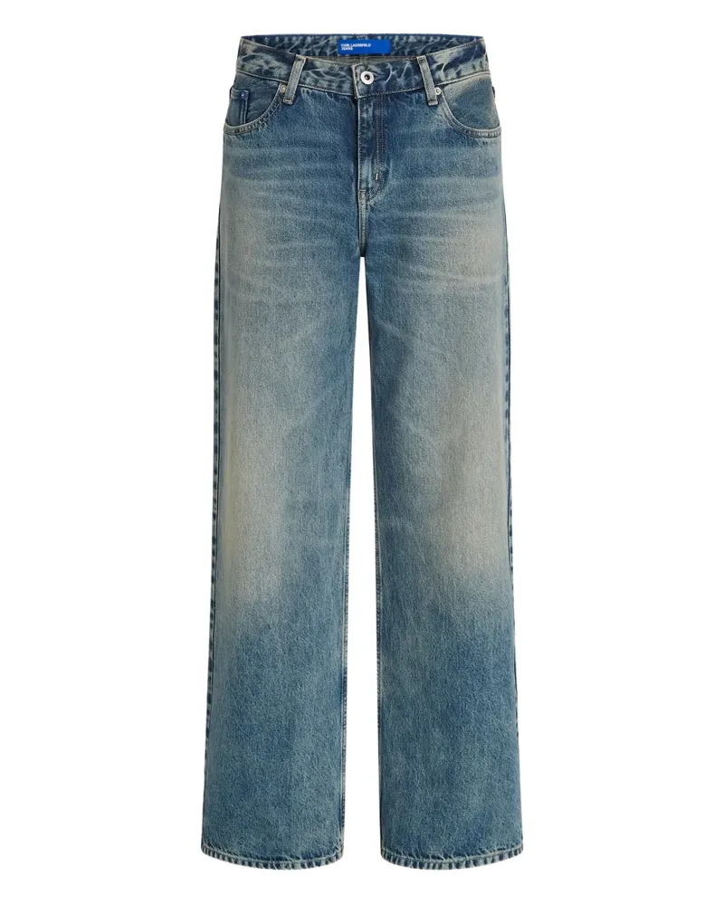 Karl Lagerfeld Halbhohe Jeans mit Logo-Patch - Blau Blau