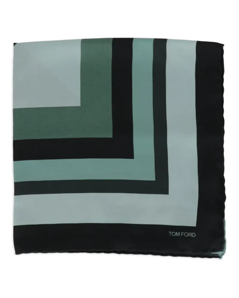 Tom Ford striped logo-print pocket square - Schwarz Schwarz