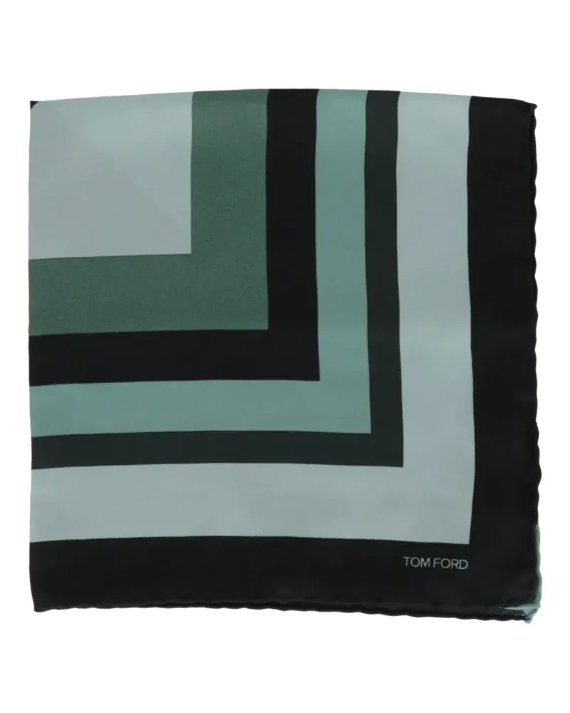 Tom Ford striped logo-print pocket square - Schwarz Schwarz