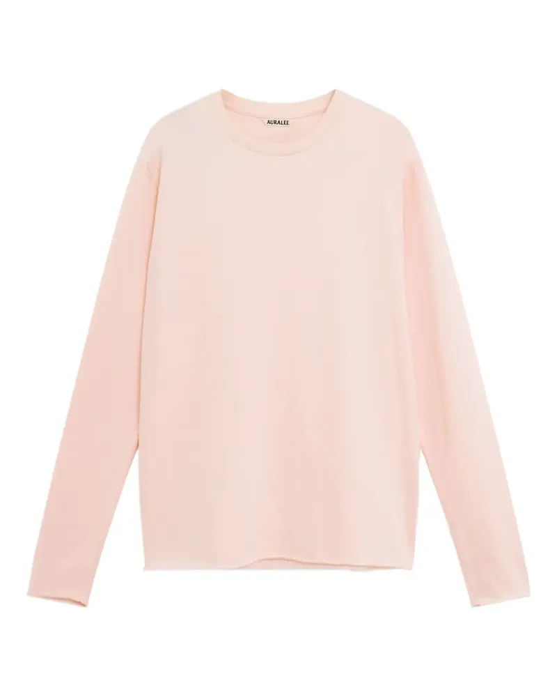 AURALEE long-sleeve raw-edge T-shirt - Rosa Rosa