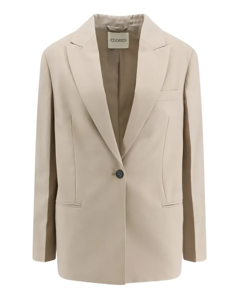 Closed single-breasted peak-lapel blazer - Nude Nude