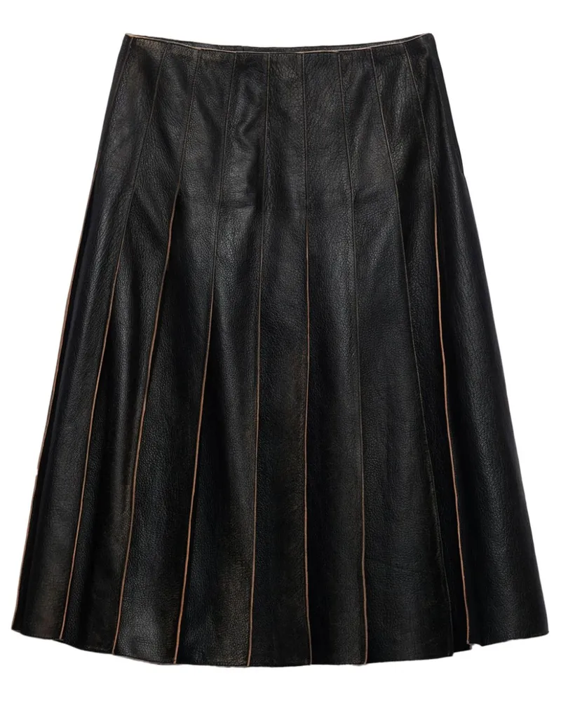 Prada Midirock aus Leder - Schwarz Schwarz