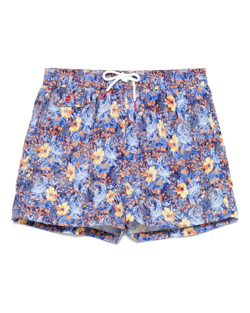 Kiton Badeshorts mit Blumen-Print - Blau Blau