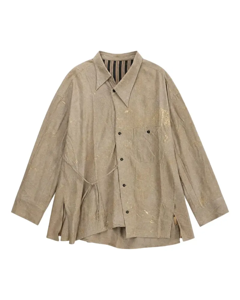 Ziggy Chen splatter-print asymmetric shirt - Nude Nude