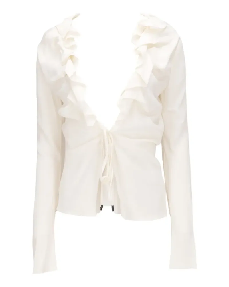 Tom Ford V-neck ruffled blouse - Weiß Weiß