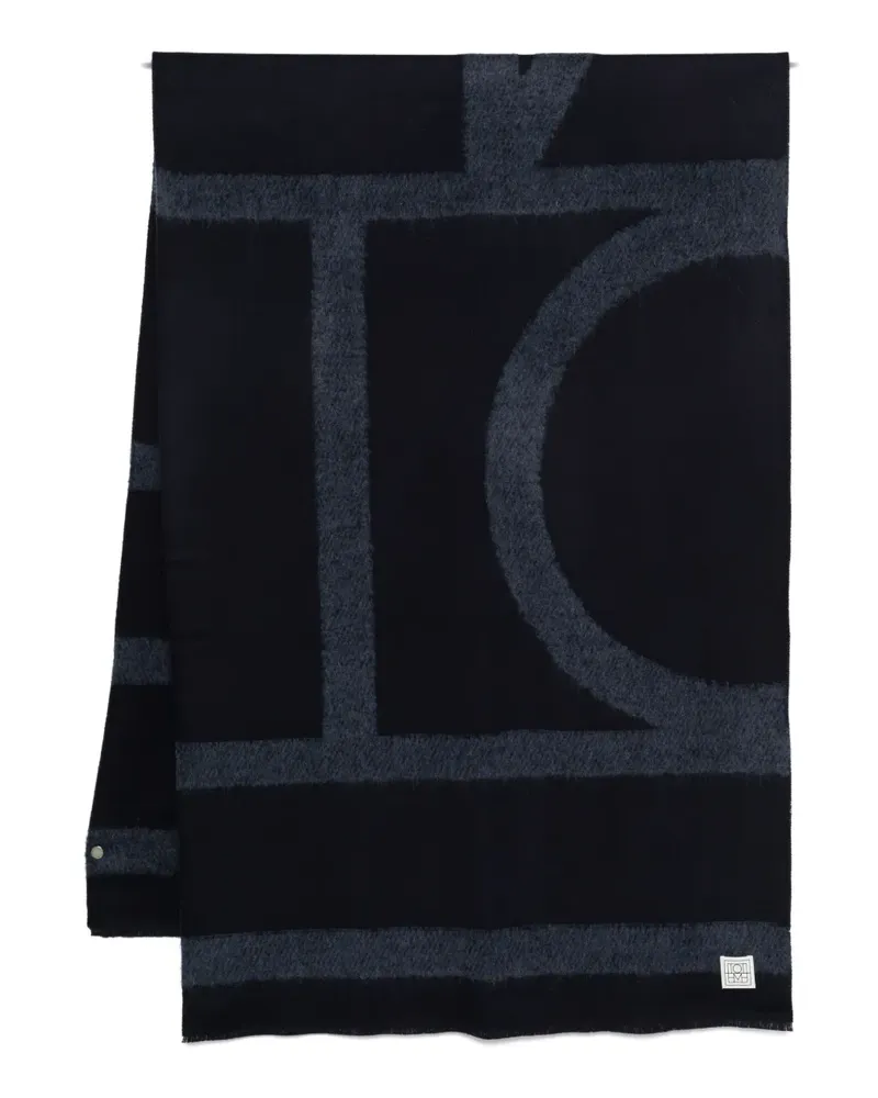 Totême monogram-print scarf - Blau Blau