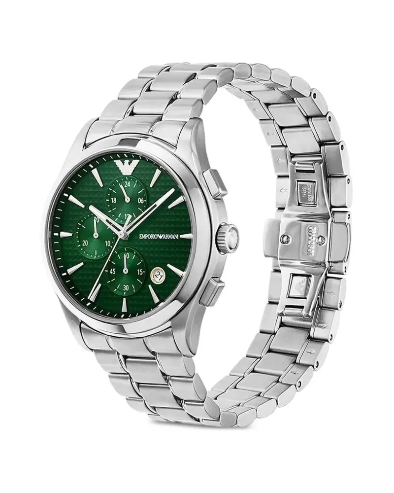 Emporio Armani Edelstahl-Chronograph 42mm - Grün Grün