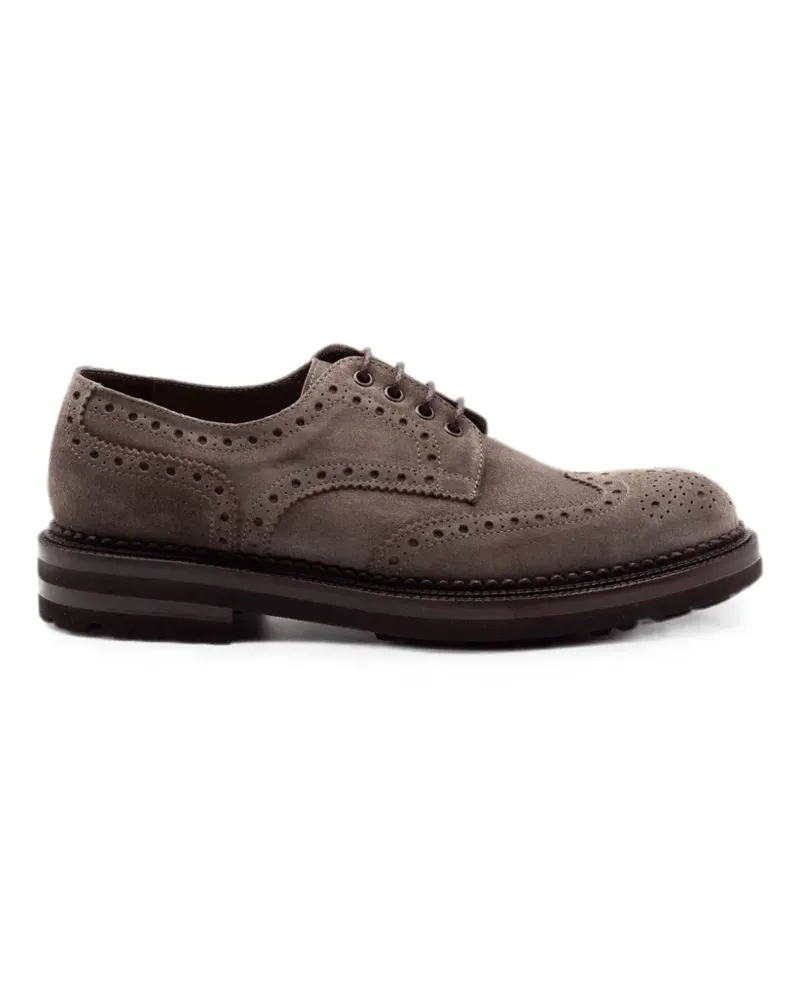 Green George suede brogue derby shoes - Grau Grau