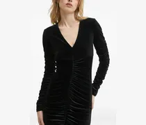 Gerafftes Minikleid aus Samt - Schwarz