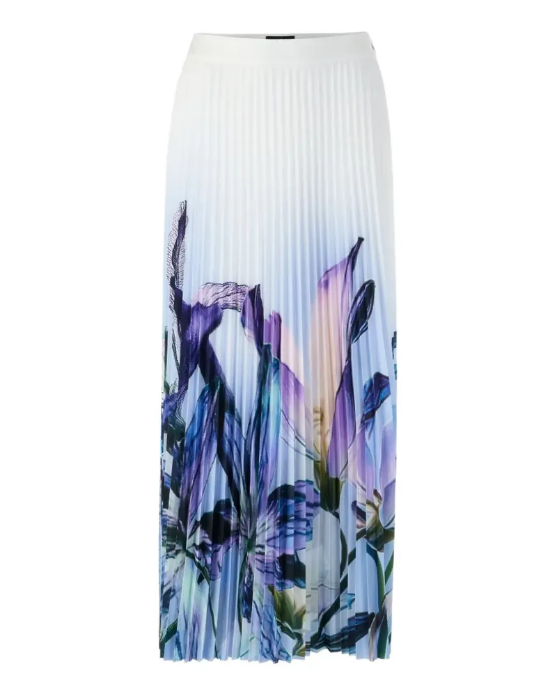 Marc Cain lily-print pleated midi skirt - Weiß Weiß