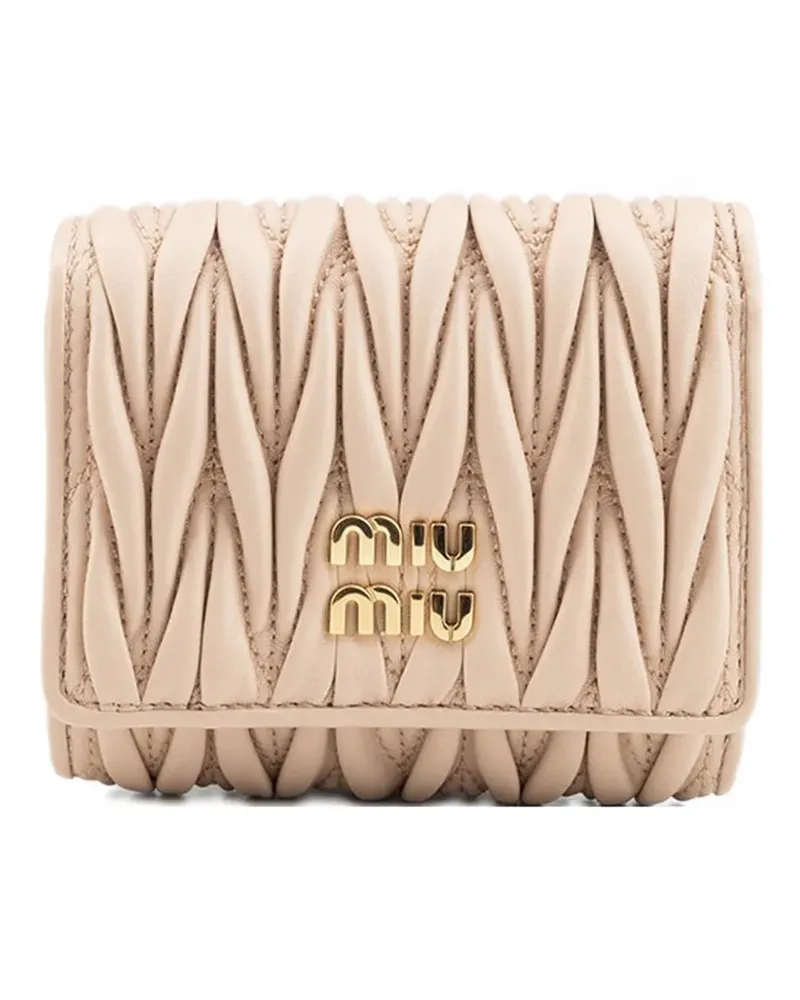 Miu Miu matelassé leather wallet - Nude Nude