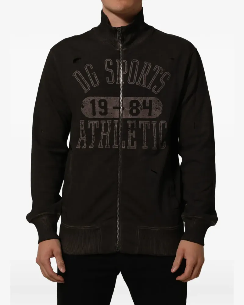 Dolce & Gabbana distressed logo-print sweater - Braun Braun