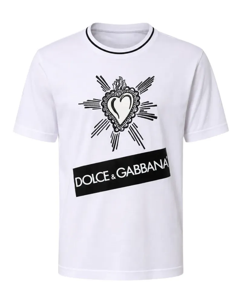 Dolce & Gabbana Sacred Heart T-Shirt mit grafischem Print - Weiß Weiß