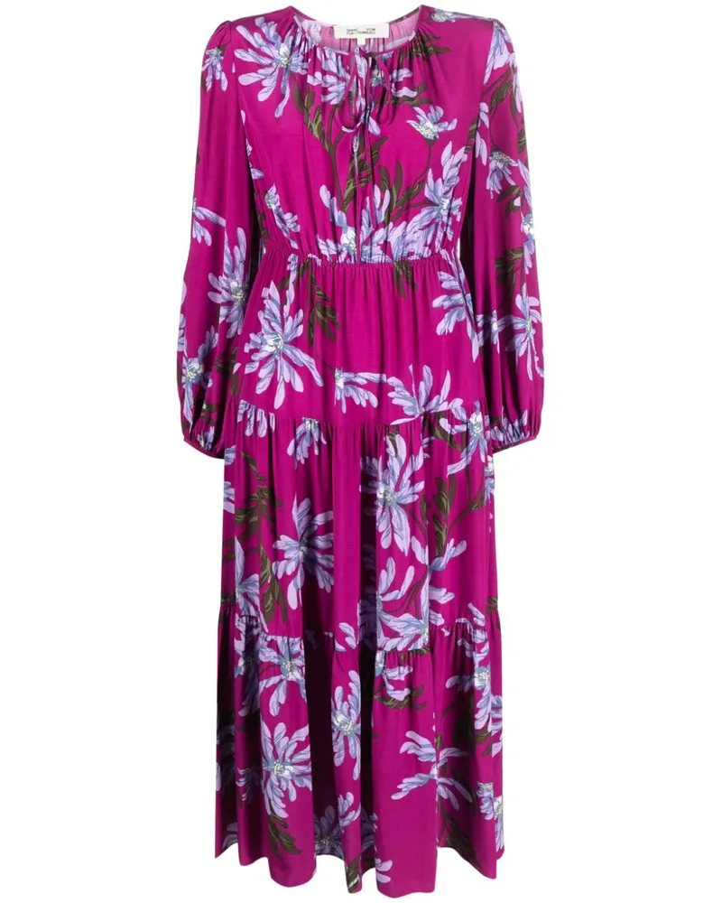 Diane von Furstenberg Dominique Seidenkleid mit Blumen-Print - Violett Violett