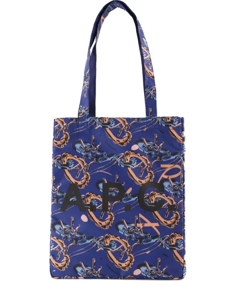 A.P.C. Gemusterte Schultertasche - Blau Blau
