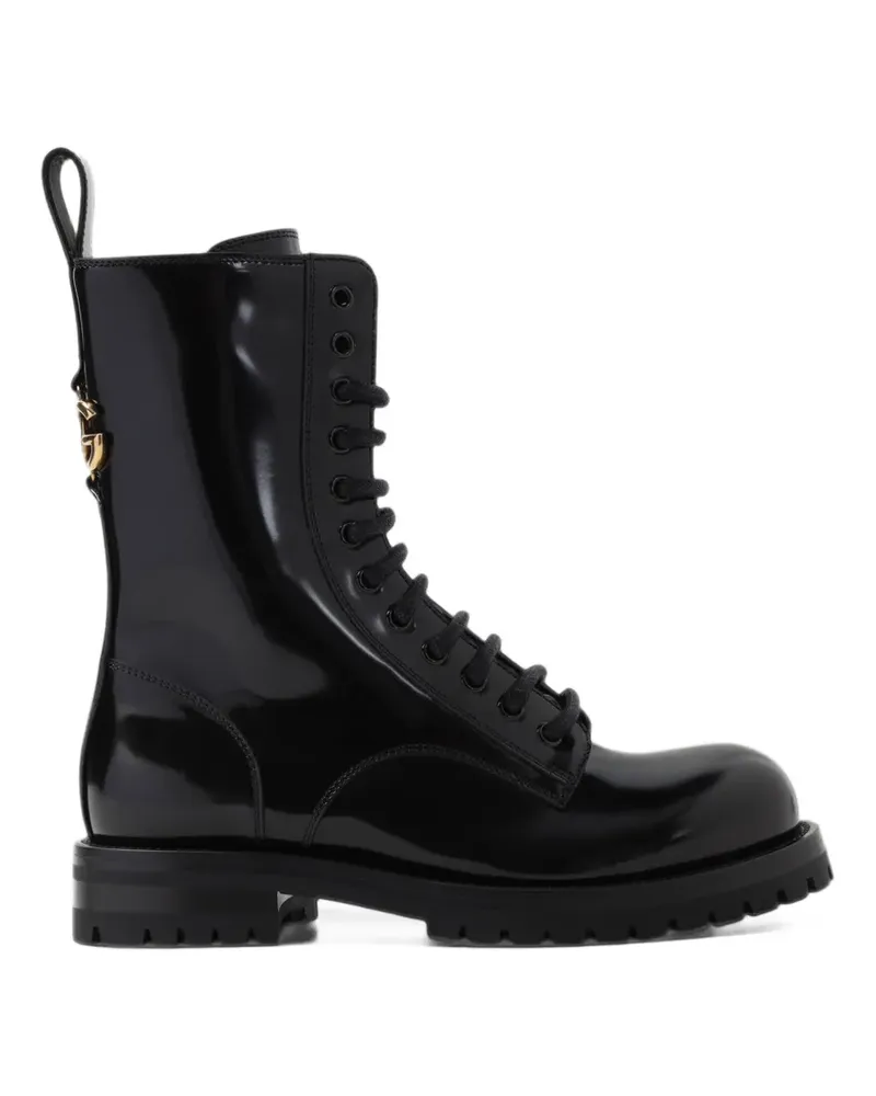 Dolce & Gabbana lace-up logo-plaque boots - Schwarz Schwarz