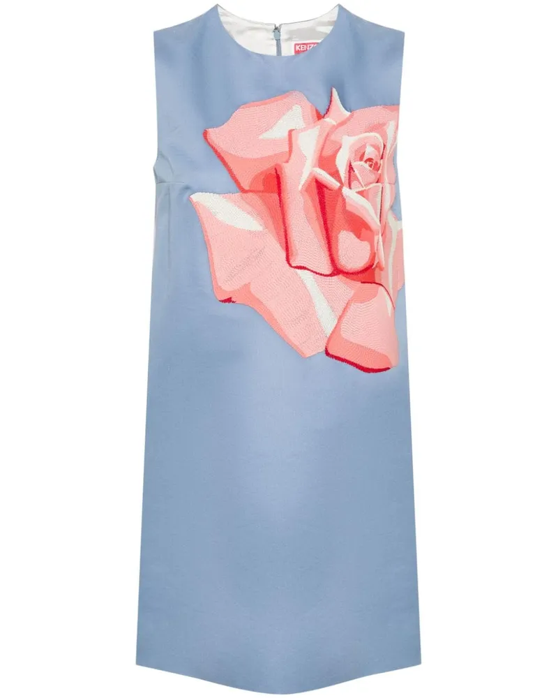 Kenzo Minikleid mit Rosenstickerei - Blau Blau