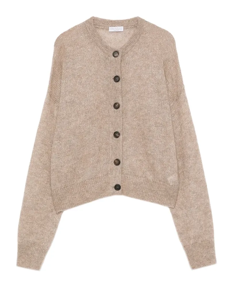 Brunello Cucinelli sheer-knit button-up cardigan - Nude Nude
